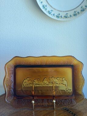 Tiara Indiana Glass "Last Supper" Plate